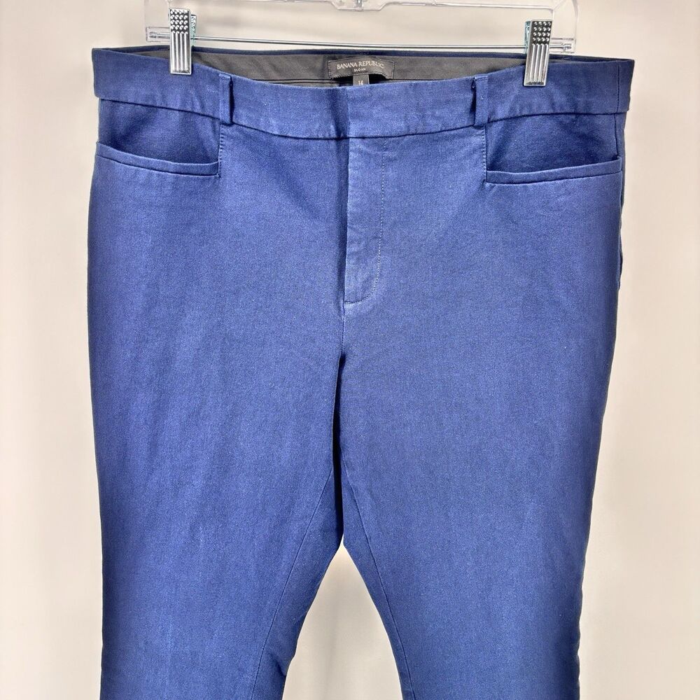 Banana Republic Sloan Pants 14 Navy Blue Stretch Chino Dress Work